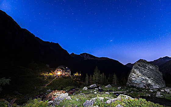 星空,高处,夜晚,斯拉德明,陶安,阿尔卑斯山,施蒂里亚,奥地利,欧洲