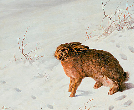 野兔,雪地,1875年,艺术家