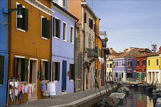 建筑,运河,布拉诺岛,威尼斯,意大利