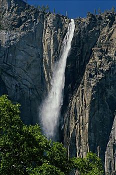 水,落下,悬崖,优胜美地国家公园,加利福尼亚,美国