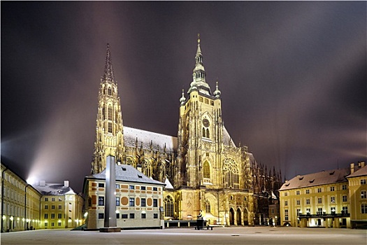 大教堂,夜晚,布拉格