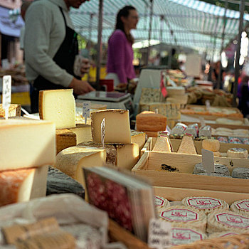 奶酪,货摊,市场