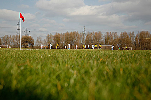 周日清晨,足球,湿地,伦敦,英国