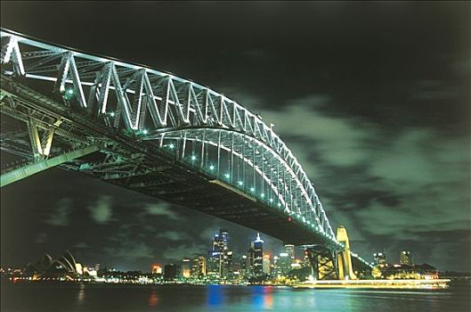 澳大利亚,新南威尔士,拜伦湾,悉尼,海港大桥,夜晚,城市,背影