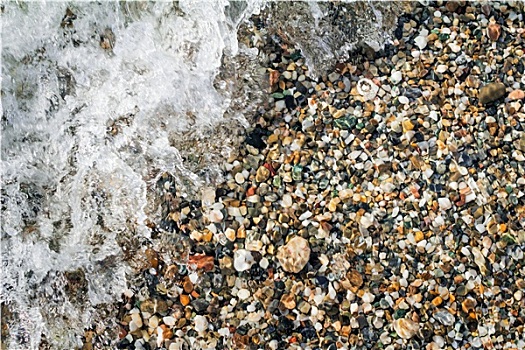 小,海洋,石头,海岸,遮盖,波浪