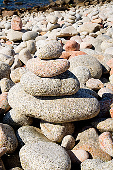 一堆,鹅卵石,海滩