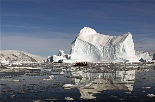 格陵兰,旅游,冰山,黄道十二宫,平静,水,东北方,海岸