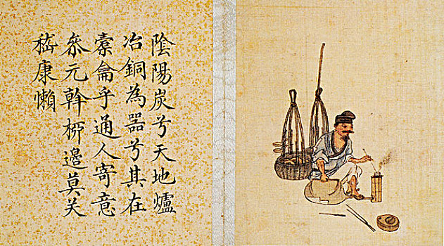 古画,村市生涯图册,铸铜,周鲲,清朝
