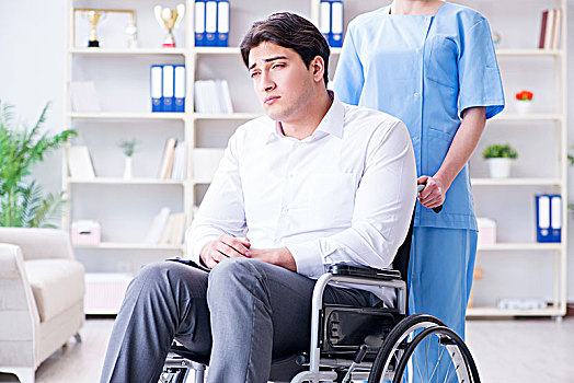 伤残,病人,轮椅,医生,检查