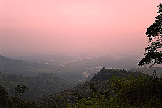 全景,山脉,雾,大吉岭,西孟加拉,印度