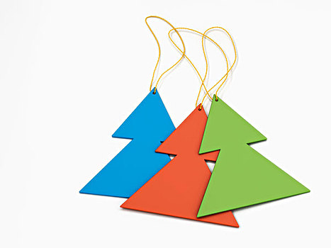三个,圣诞树,形状,装饰