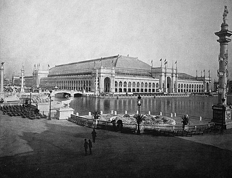 建筑,领土,世界,展示,1893年,风景,上方,历史,黑白,芝加哥,美国,北美