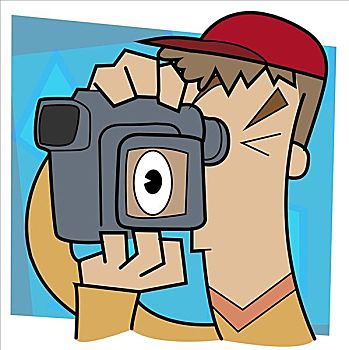 特写,一个,男人,摄像机