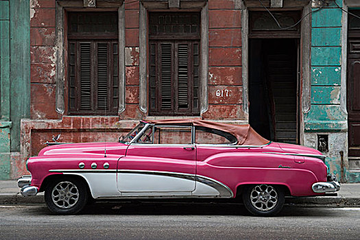 20世纪50年代,经典,美洲,粉色,传统,古巴,房子