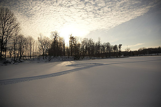 积雪,湖,王子,安大略省,加拿大