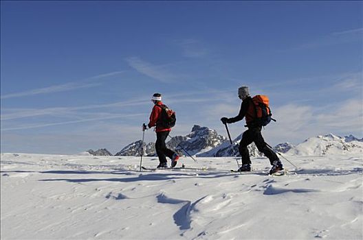 滑雪,登山者,西部,阿尔卑斯山,伯恩高地,瑞士,欧洲