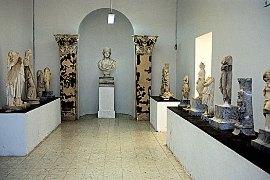 利比亚,靠近,的黎波里,萨布拉塔,罗马,博物馆,室内,雕塑