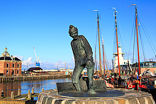 荷兰,弗里斯兰省,港口,雕塑