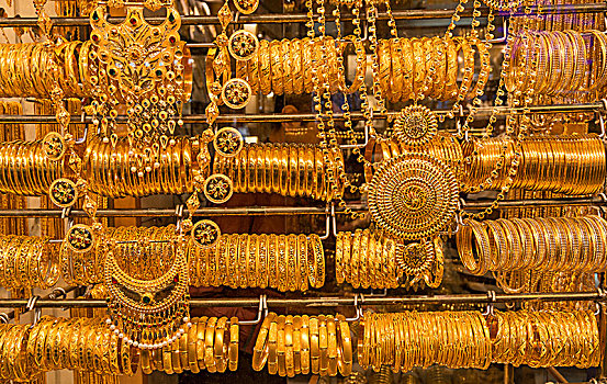 黄金,环饰,饰品,德伊勒,黄金市场,迪拜,老,市场,阿联酋,亚洲