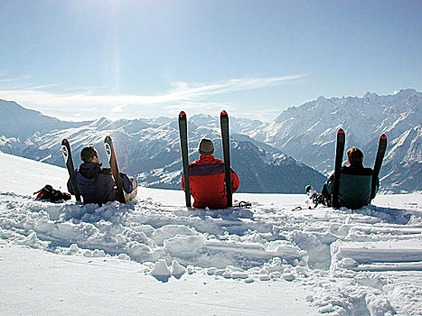 男人,看,阿尔卑斯山,韦尔比耶,瑞士