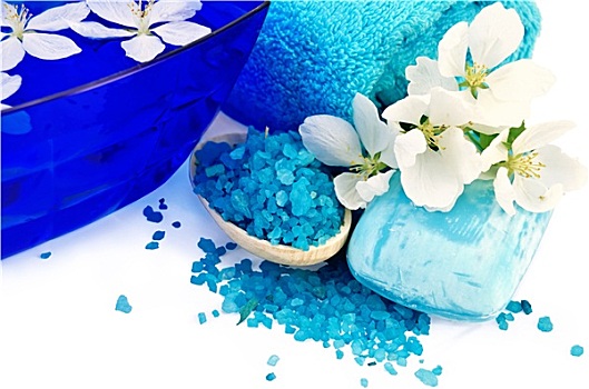 盐,肥皂,蓝色,毛巾,花,苹果