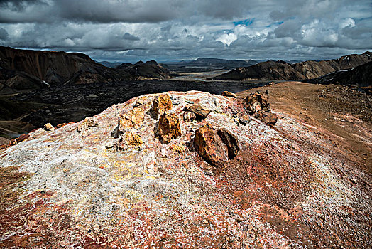 硫,地点,粉笔,流纹岩,山,兰德玛纳,区域,自然保护区,冰岛高地,南方,冰岛,欧洲