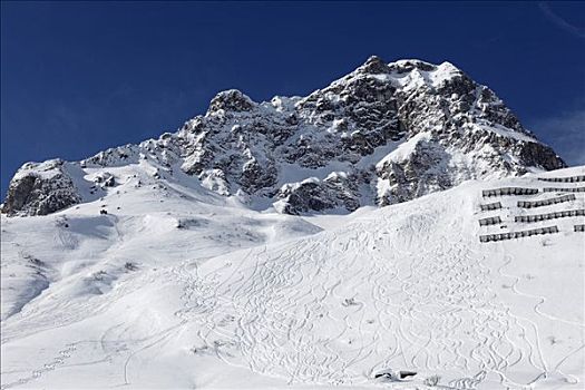 滑雪,大雪,山,靠近,奥地利
