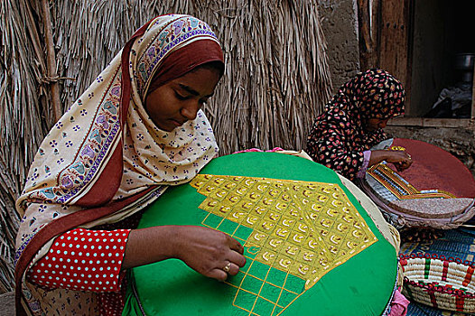 女人,种族,背景,工作,刺绣,裤子,乡村,靠近,城市,省,伊朗,一月,2004年