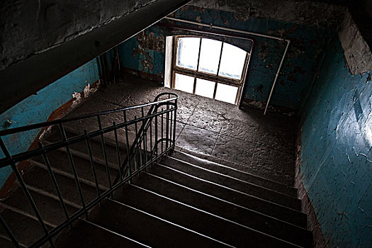 暗色,楼梯,室内,老,生活方式,房子,彼得斯堡,俄罗斯