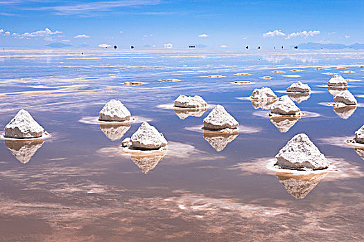 盐矿,镜湖,乌尤尼盐沼,盐湖,玻利维亚,南美
