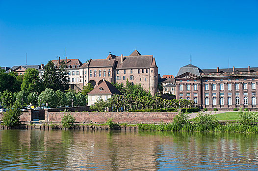 老,城堡,莱茵河,运河,阿尔萨斯,法国,欧洲
