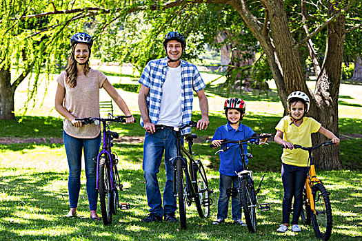 微笑,家庭,自行车,公园