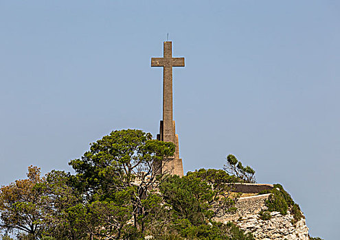 高,石头,十字架,萨尔瓦多,保护区,靠近,马略卡岛,巴利阿里群岛,西班牙,欧洲