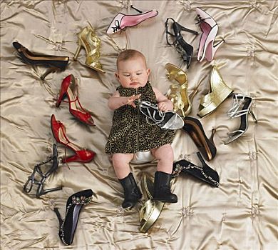 婴儿,围绕,鞋