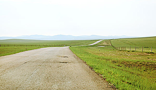 一条延伸的道路穿过草原