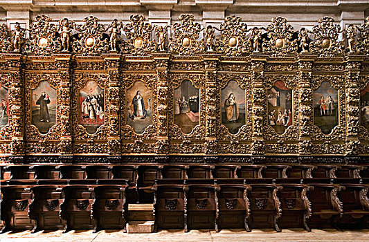 教堂长椅,华丽,内部装饰,寺院,阿威罗,葡萄牙