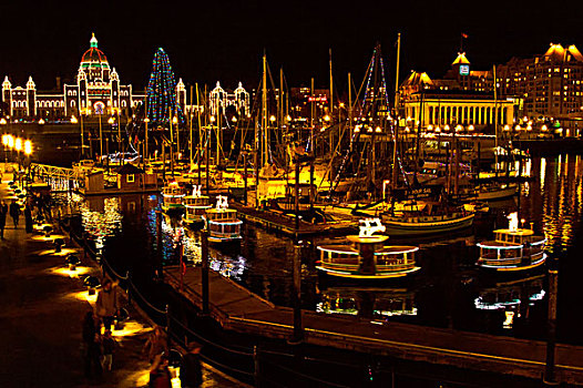 维多利亚港,渡轮,离开,码头,准备,圣诞节,维多利亚,不列颠哥伦比亚省,加拿大