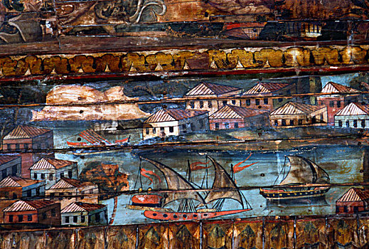 壁画,尼罗河,三桅帆船,船,世纪,艺术家,未知
