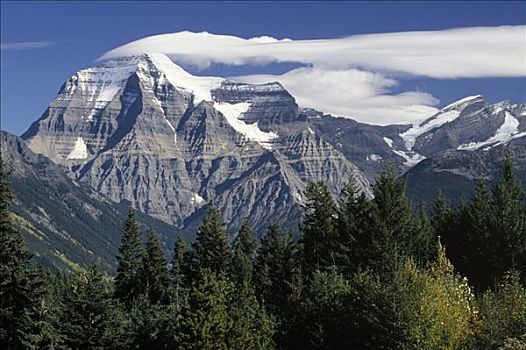俯视,罗布森山,顶峰,加拿大,落基山脉,不列颠哥伦比亚省