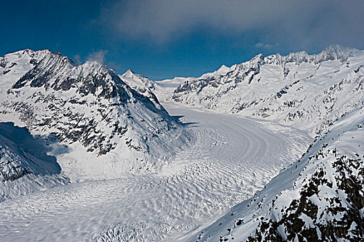 冰河,航拍,冬天,瓦莱,瑞士,欧洲