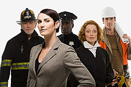 消防员,警察,法官,建筑工人,职业女性