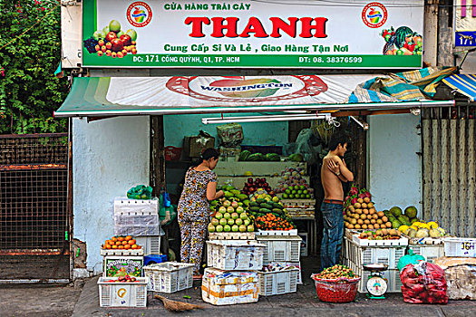 果蔬,货摊,西贡,胡志明市,越南,印度支那,东南亚,东方,亚洲