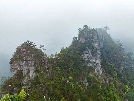 广西金秀圣堂山南山丹霞险峰雾海景观