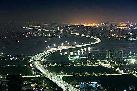 中国广东深圳前海自贸区都市夜景