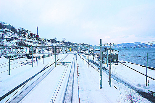 日本北海道小樽朝里雪景