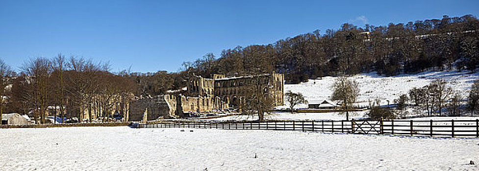 英格兰,北约克郡,靠近,雪,遮盖,地面,遗址,亨利三世