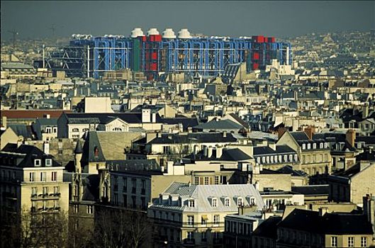 法国,巴黎,蓬皮杜中心,全视图