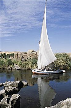 埃及,阿斯旺,象岛,三桅帆船,尼罗河
