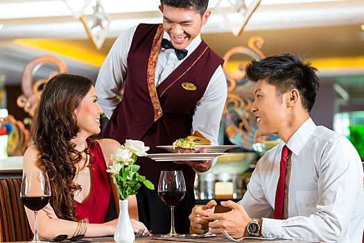 中国人,服务员,餐饭,优雅,餐馆,酒店