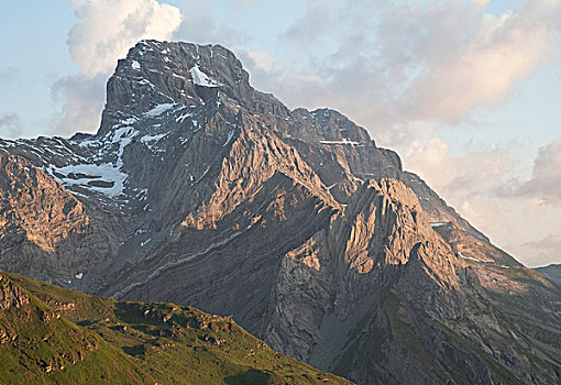 粗鲁,山顶,落日,瑞士,阿尔卑斯山